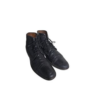 Johnston And Murphy Black Leather Ankle Boots Cap Toe Size 9